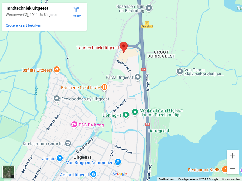 Route naar Tandtechniek Uitgeest